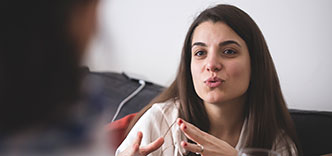 Two women talking