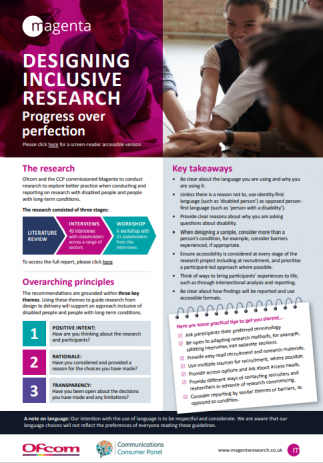 one-page summary of inclusive research project